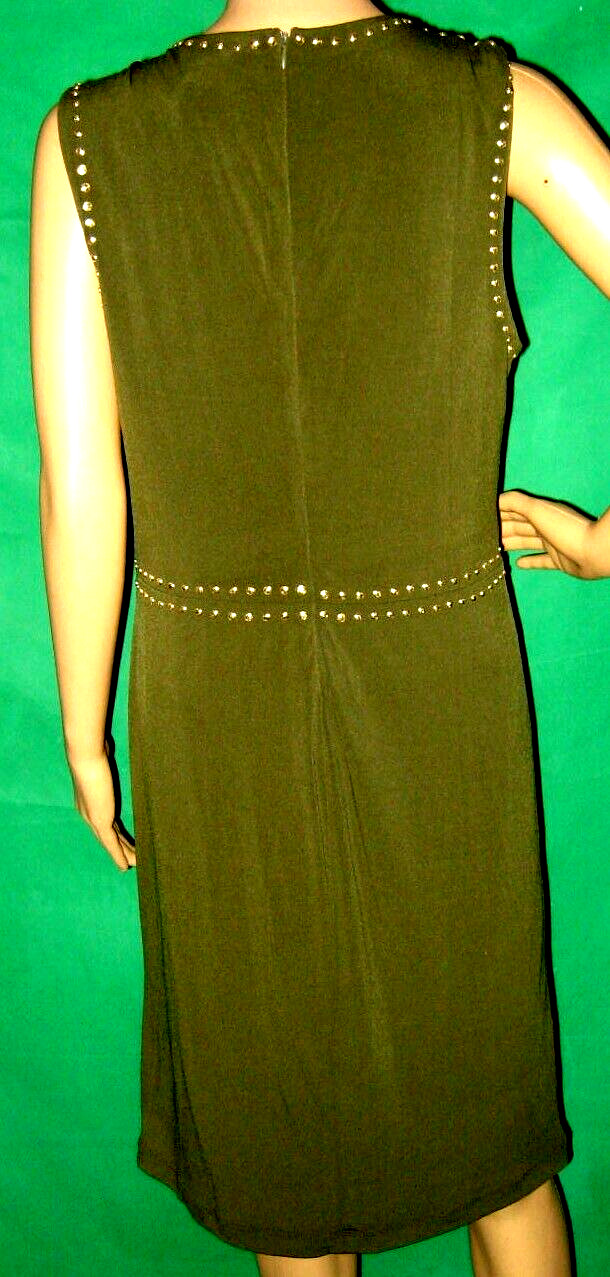 NEW 10 green CARMEN MARC VALVO gold stud STRETCH dress