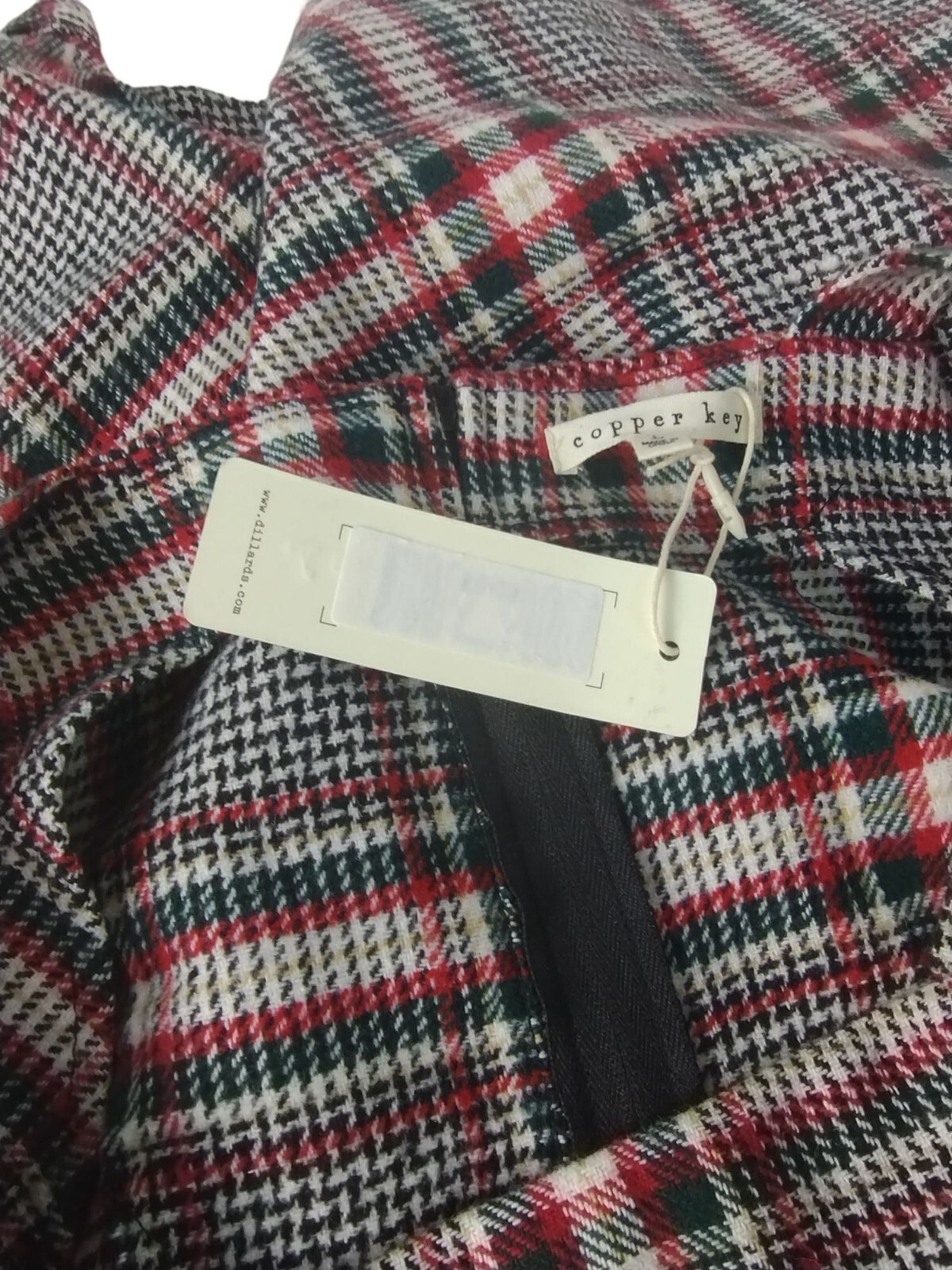 Copper Key Juniors Size Large Warm Polyester Black and Red Plaid Jumper New