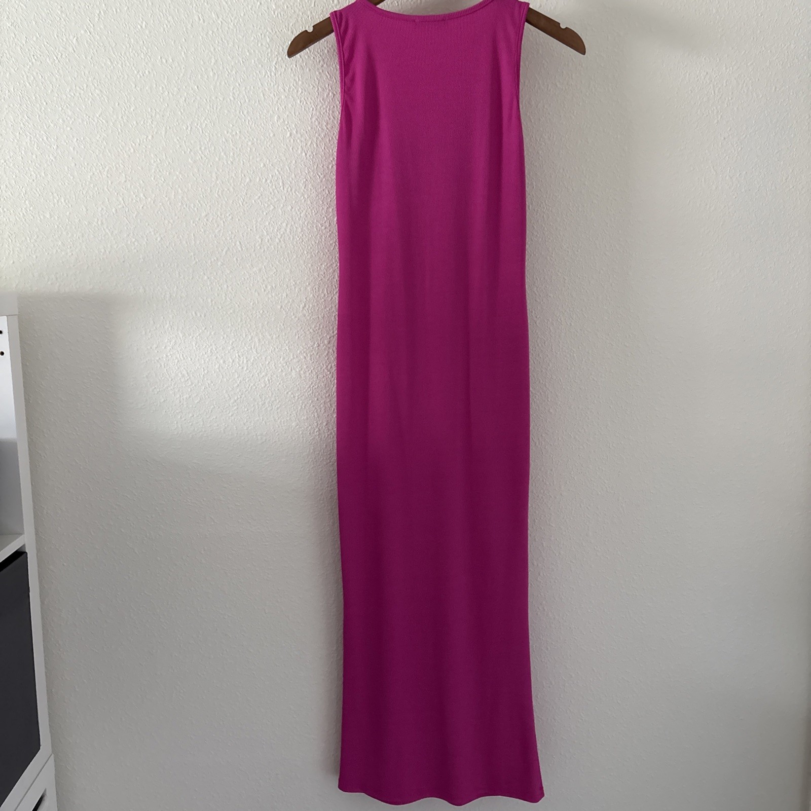 Micas Sleeveless Ribbed Body on Hot Pink Maxi Dress Size Medium Beachy Coverup