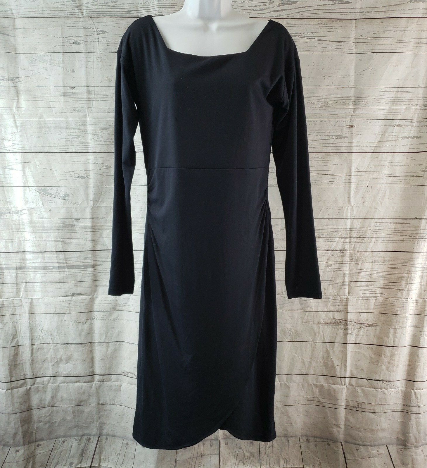 Pink Martini Womens Dress Sz Medium Solid Black Long Sleeve Rayon Blend