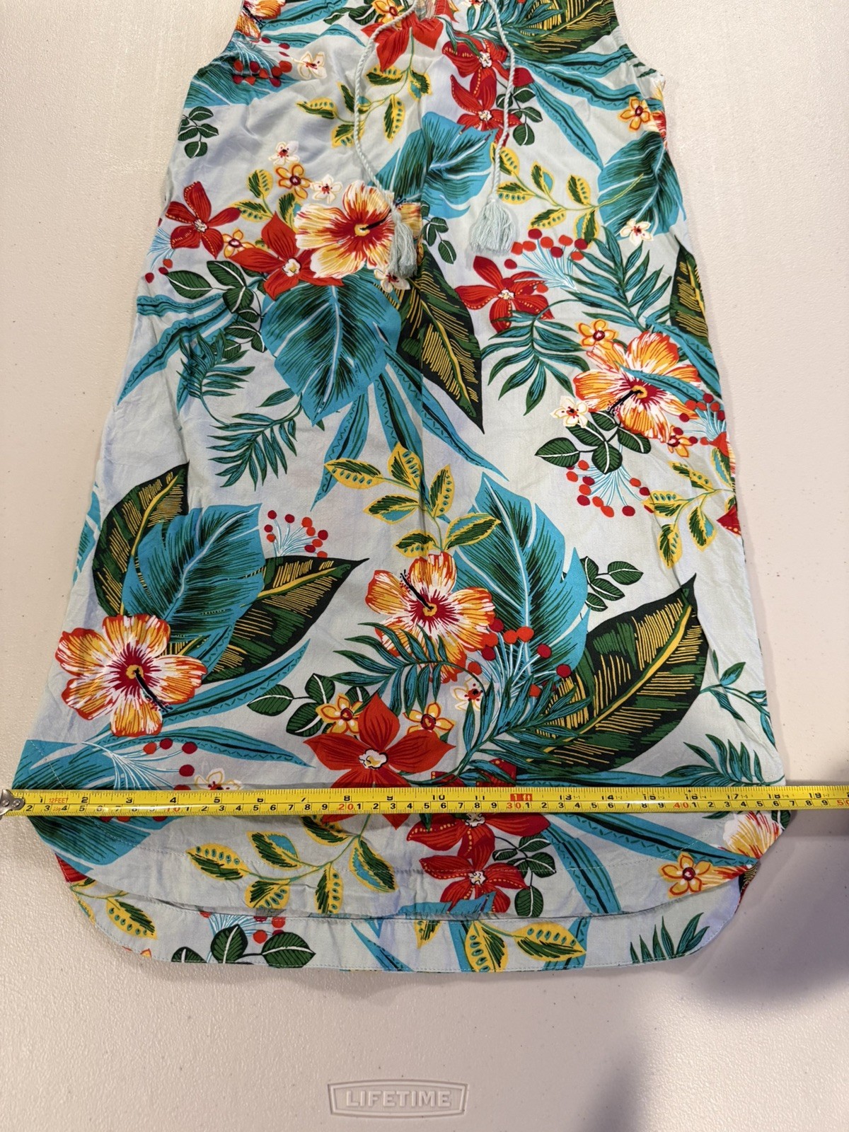 Hawaiian Print Luau Summer Shift Dress Size XS Beach Lunch Lounge