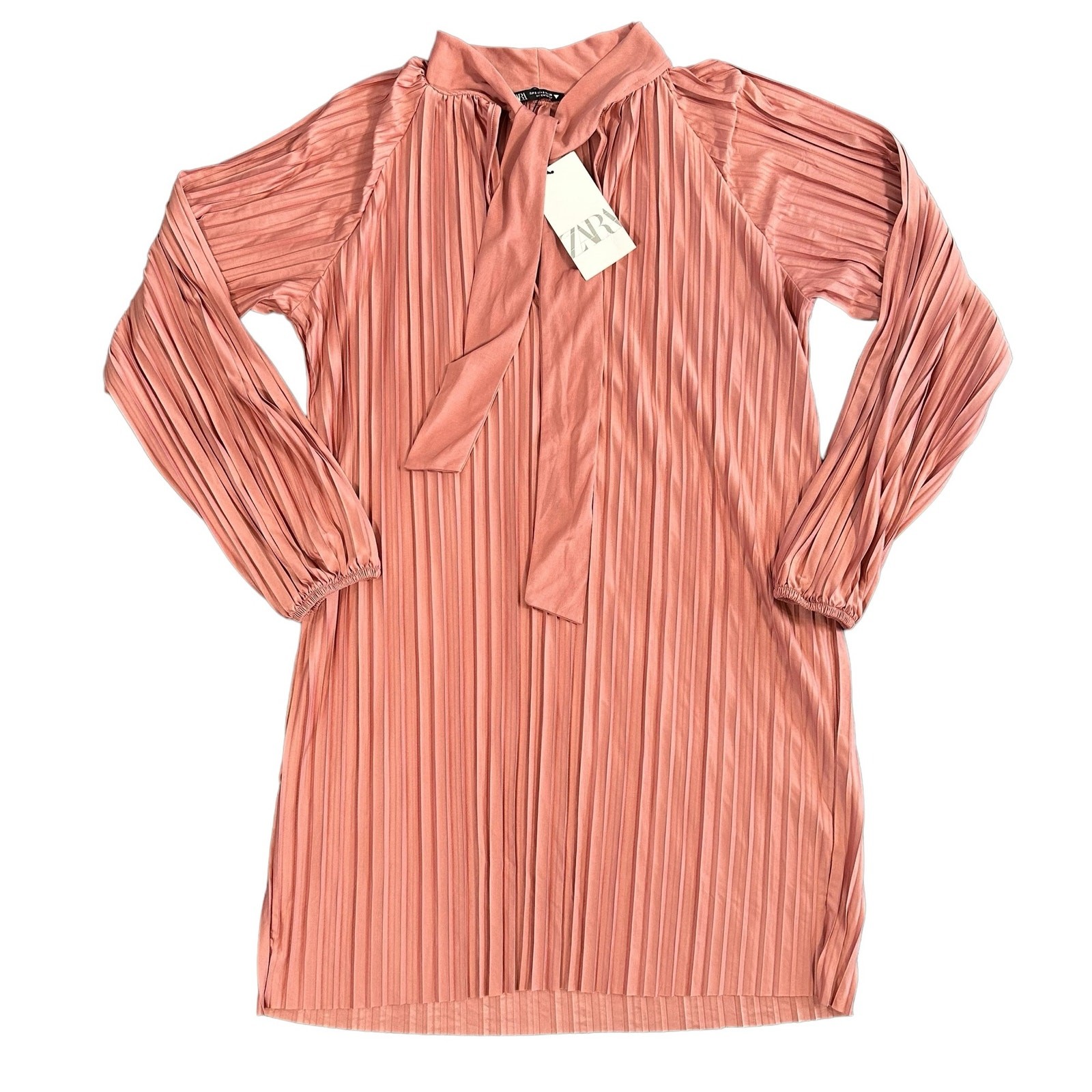 Zara Pleated Bow Tie Dress Size S