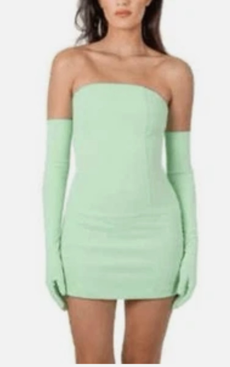 Miscreants London Cupid Mini Dress With Gloves In Green UK 8 US 4 Small
