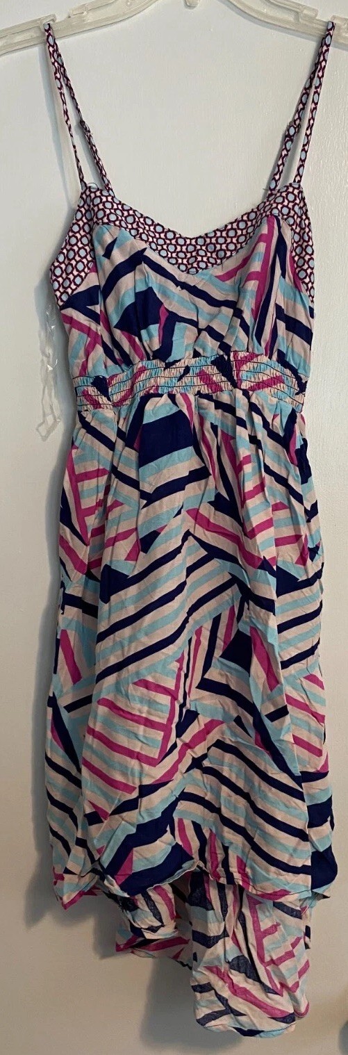 High-Low Asymmetrical Dress Xhilaration Junior Girls Size XS Blue Pink Geometric