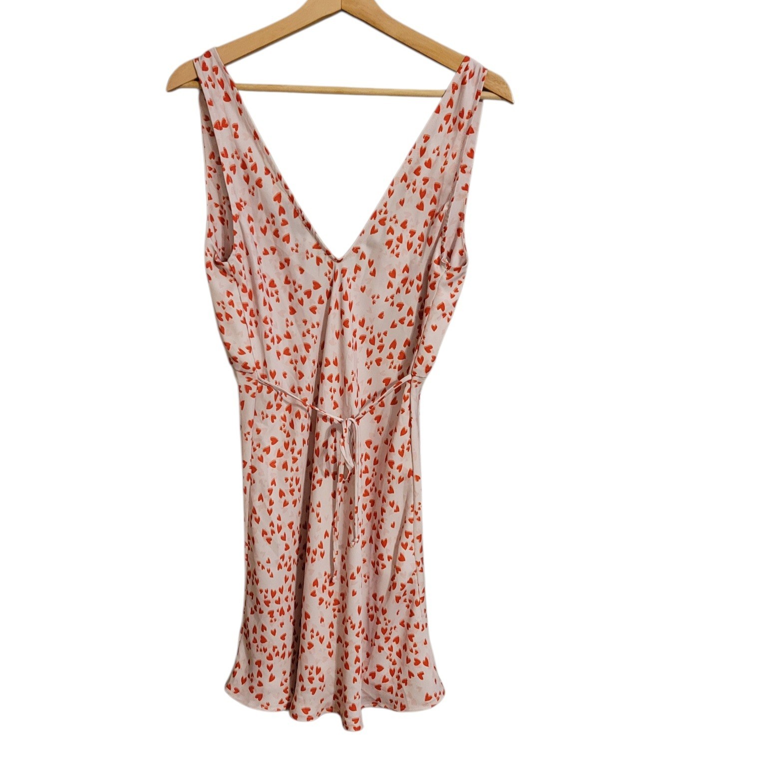 RESA Mini Slip Dress NWT Medium Pink Heart Print Sleeveless V Neck