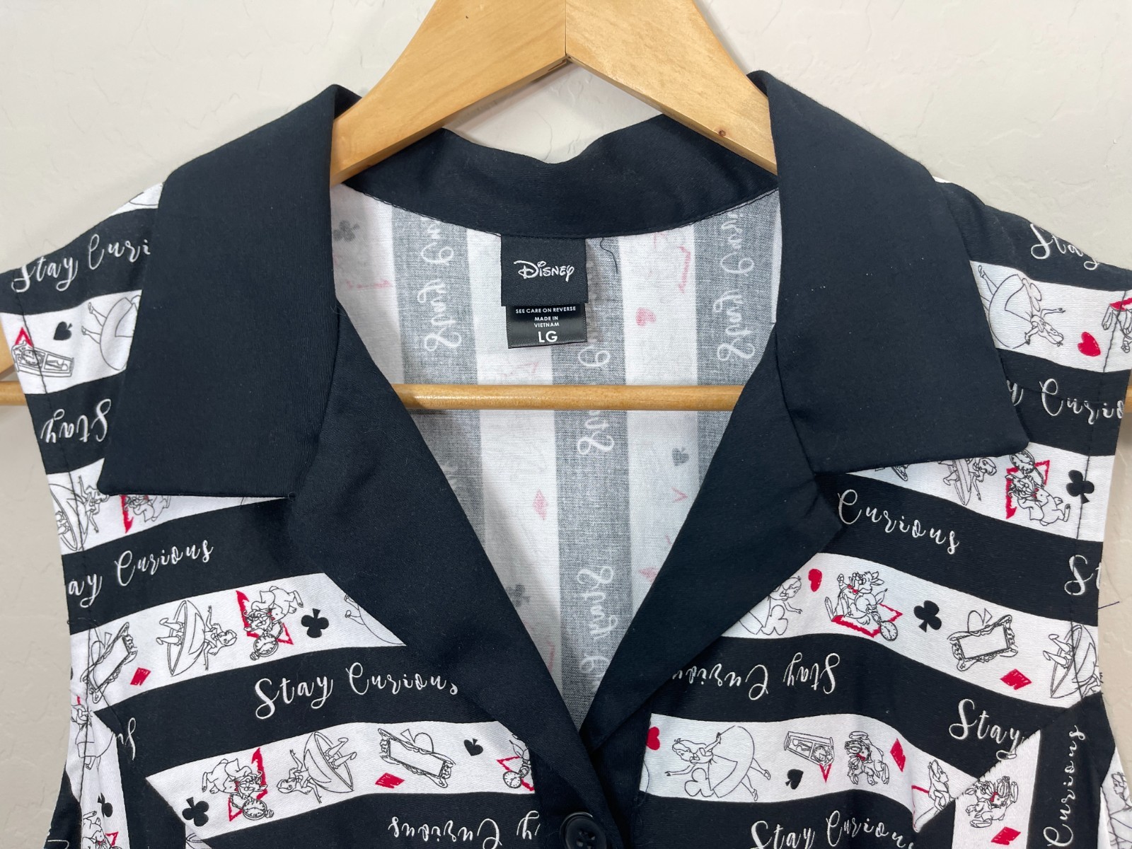 Hot Topic Disney Alice In Wonderland Stay Curious Collared Flare Shirt Dress L