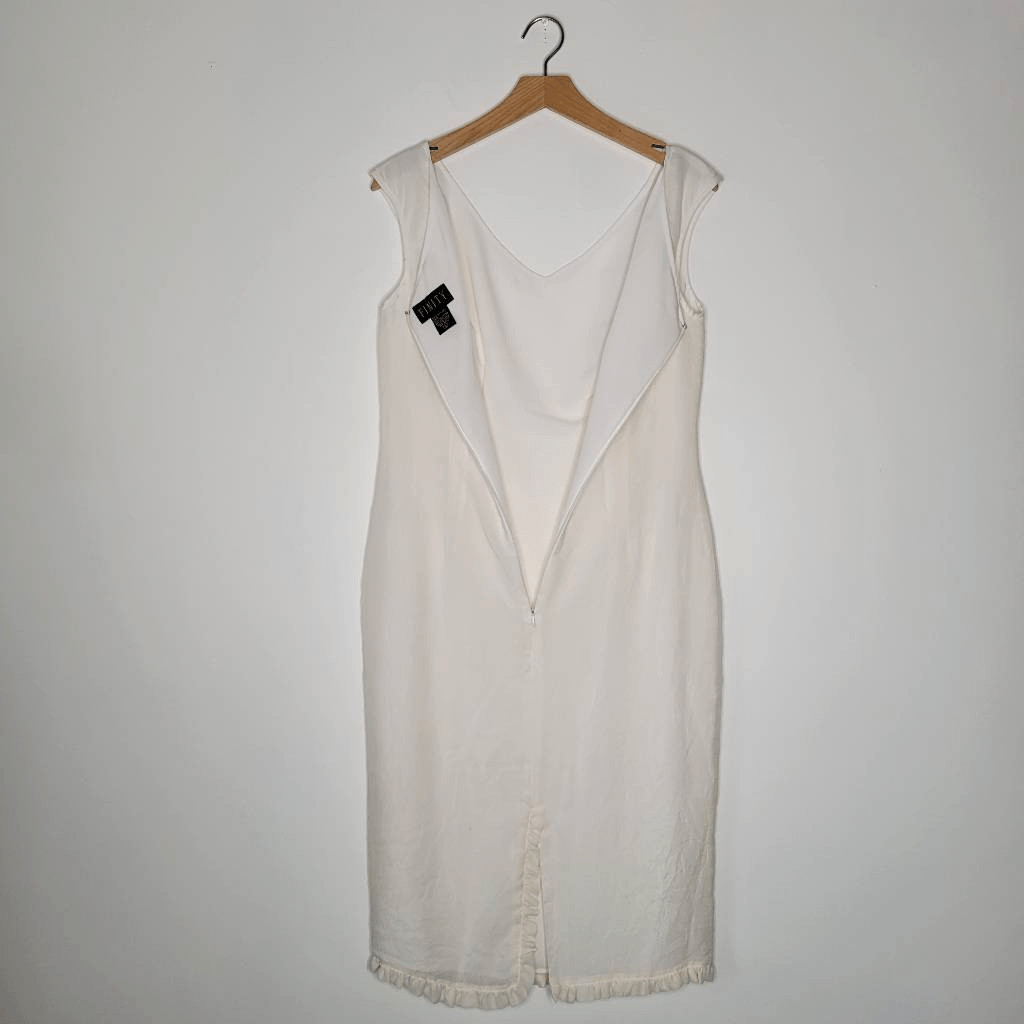 Vintage Finity Ivory 100% Silk Sleeveless Sheath Dress Size 10