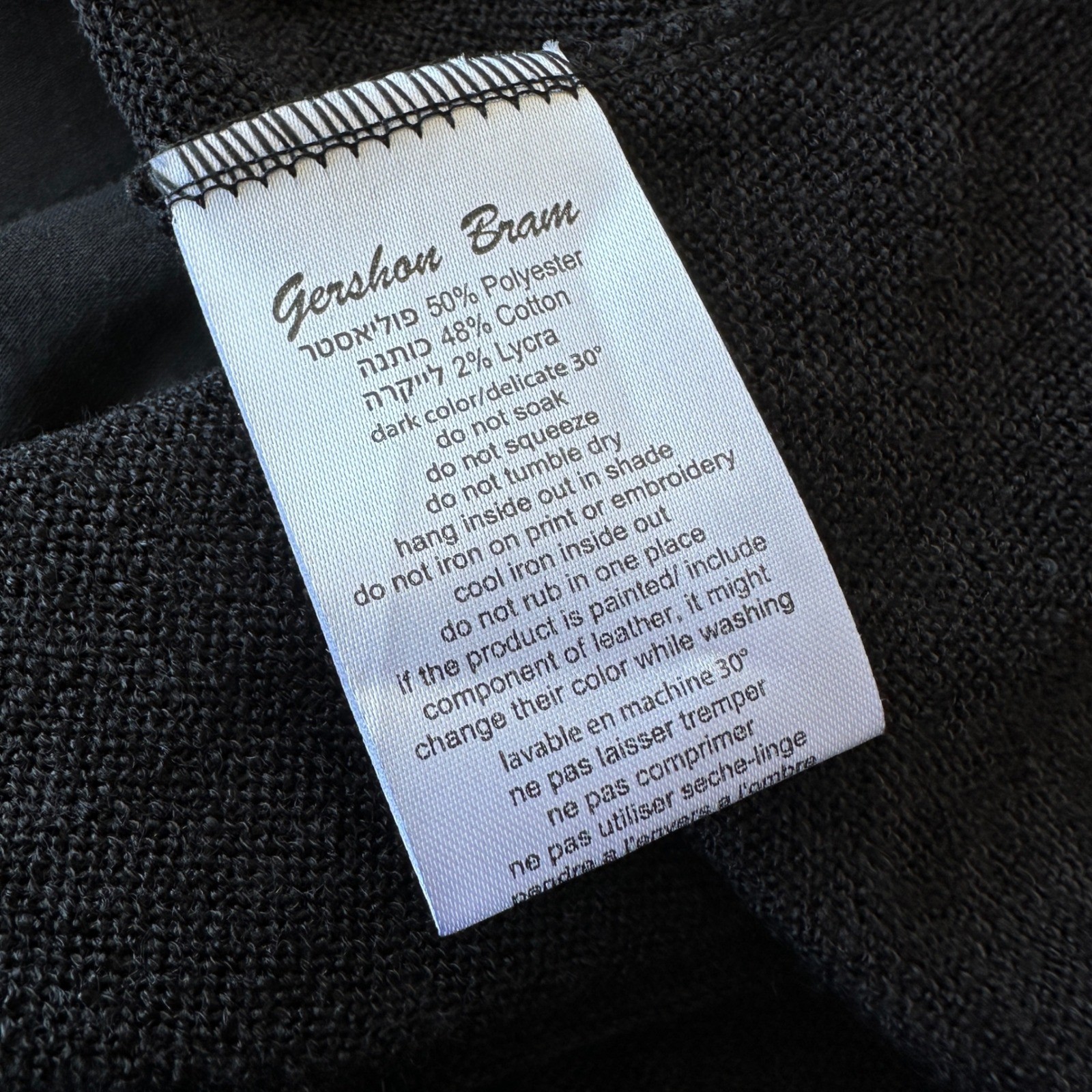 Gershon Bram Black Tunic Dress Long Sleeve Pleated Detail Lagenlook Size Large