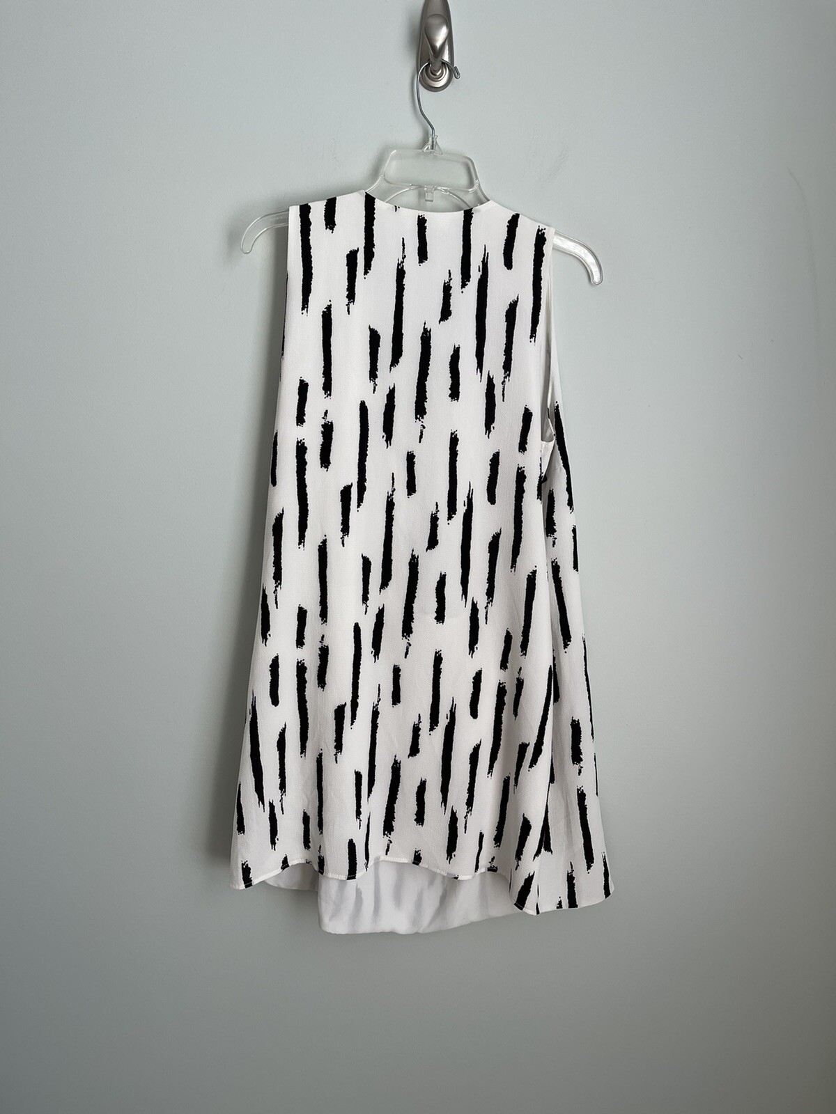 Mod Ref White Black Sleeveless Mini Wrap Dress Womens Size Large