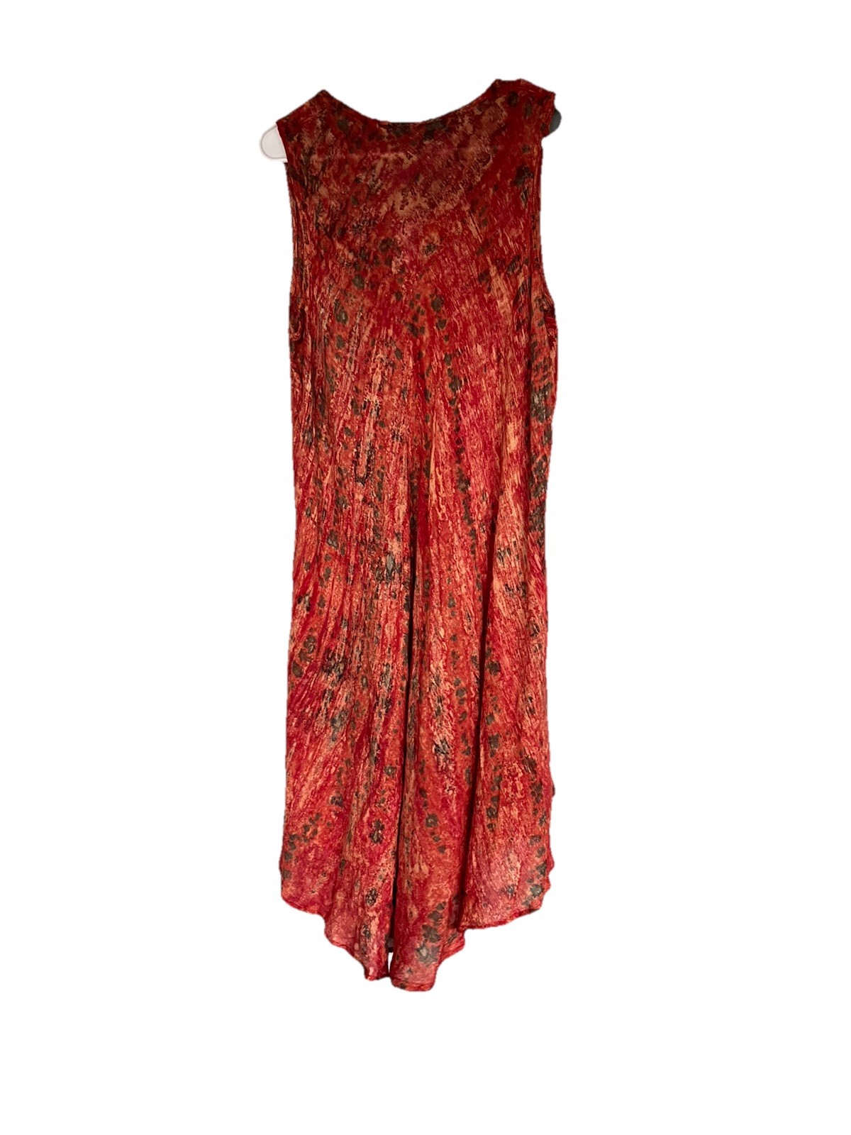 Cute Options Boho Batik Dress OS Rust Orange Flowy Handkerchief Hem Festival