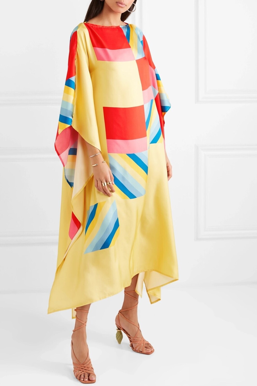 Long Silk Kaftan For Women, Soft Satin Silk Kaftan, Evening Wear J5582