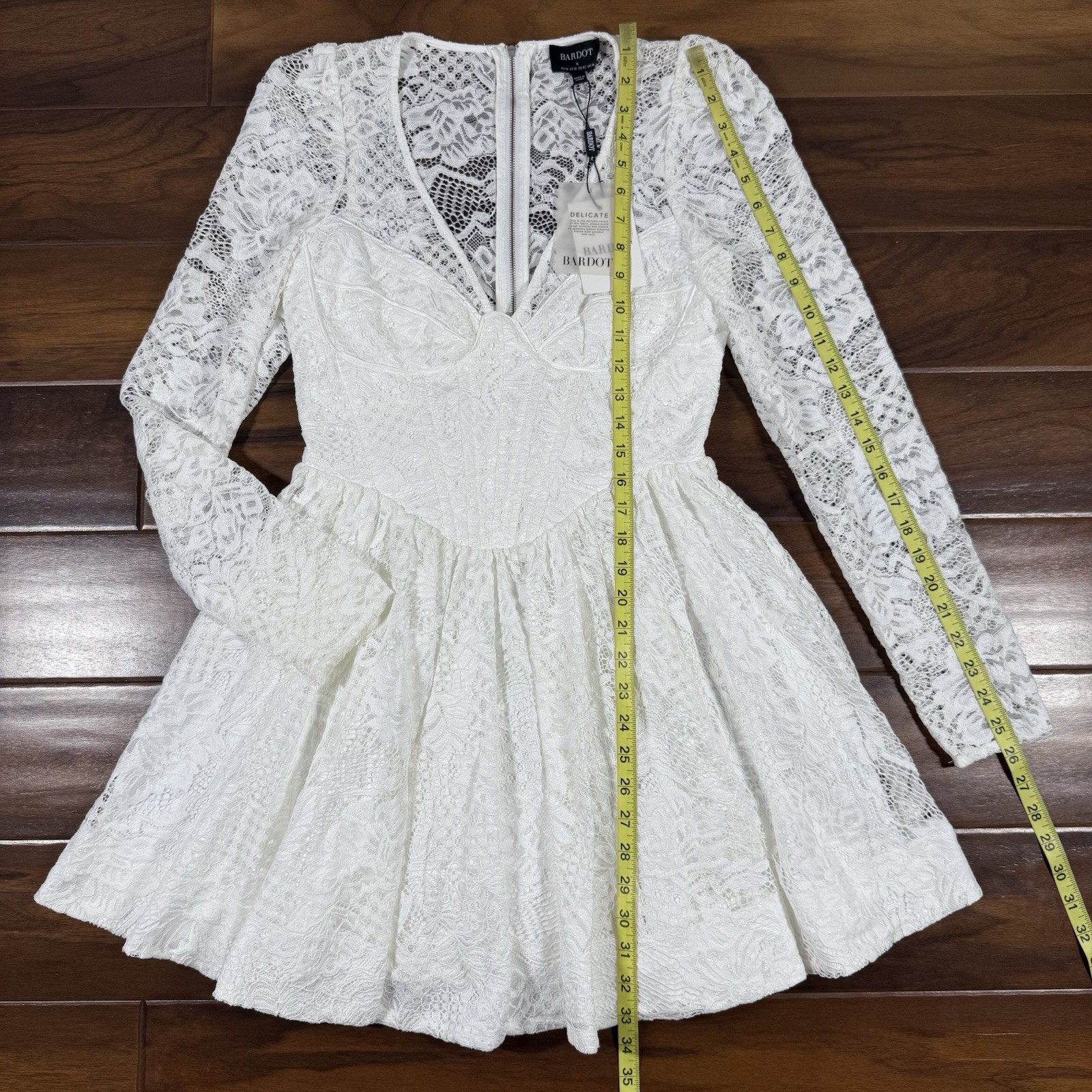 Bardot Size US 10 / XL / UK 14 / EU 42 Ivory Ellie Lace Corset Mini Dress
