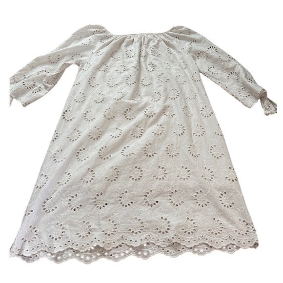 NWT VALENTINA NALDI Off Shoulder Eyelet Cream Cotton Dress L Euro Summer Coastal