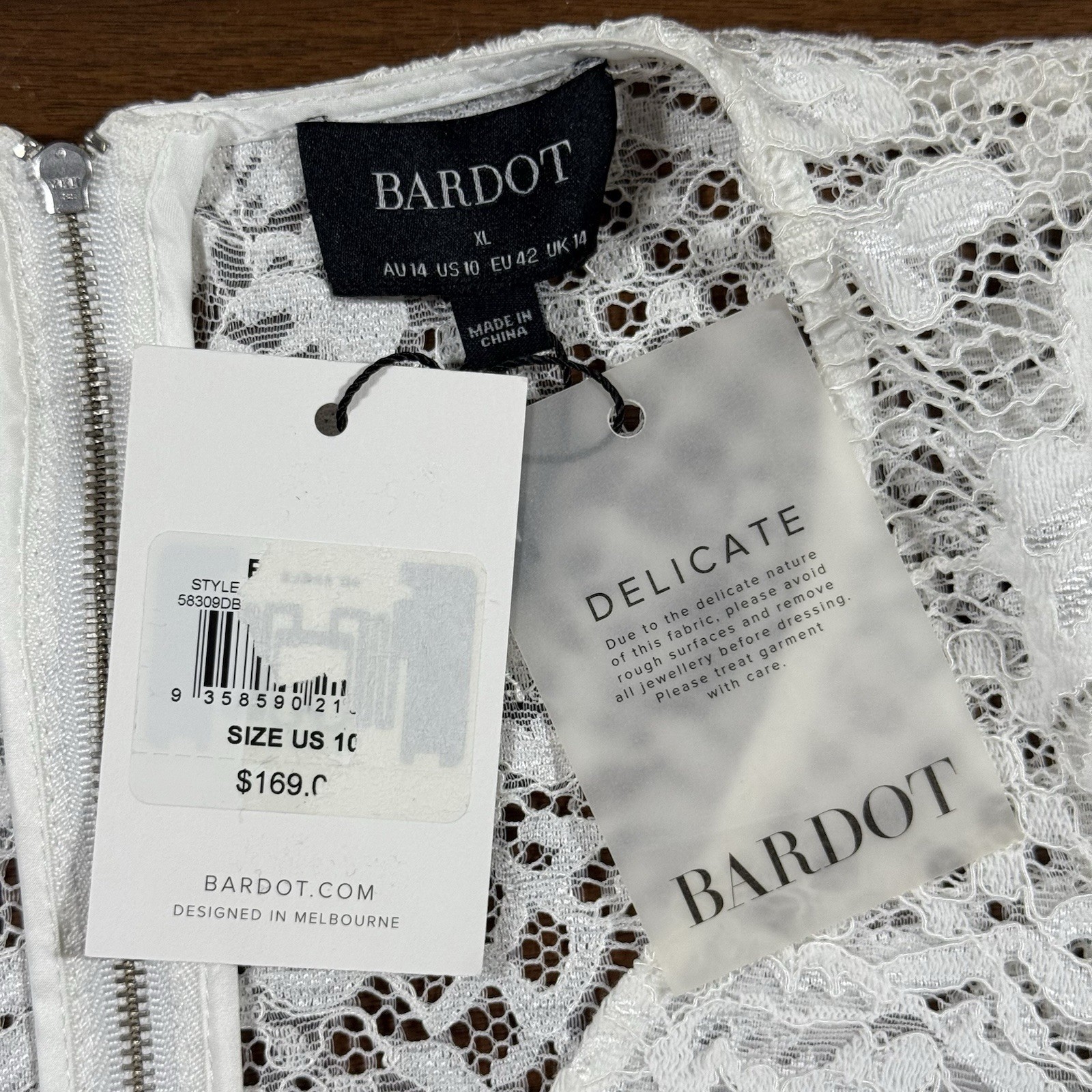 Bardot Size US 10 / XL / UK 14 / EU 42 Ivory Ellie Lace Corset Mini Dress