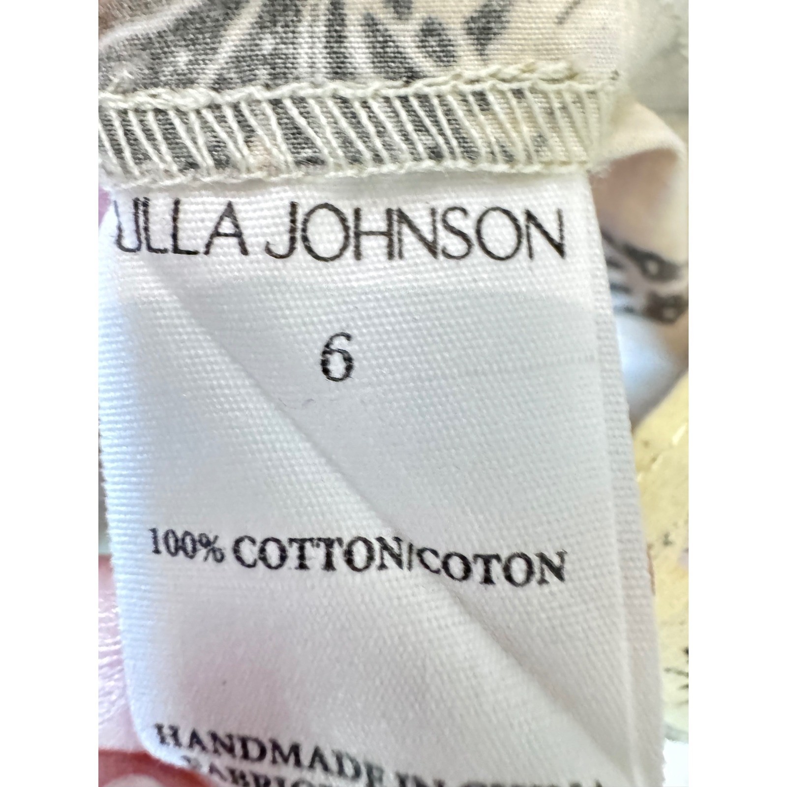 Ulla Johnson Floral Cotton Midi Dress Cream Black Yellow Size 6 coquette Summer