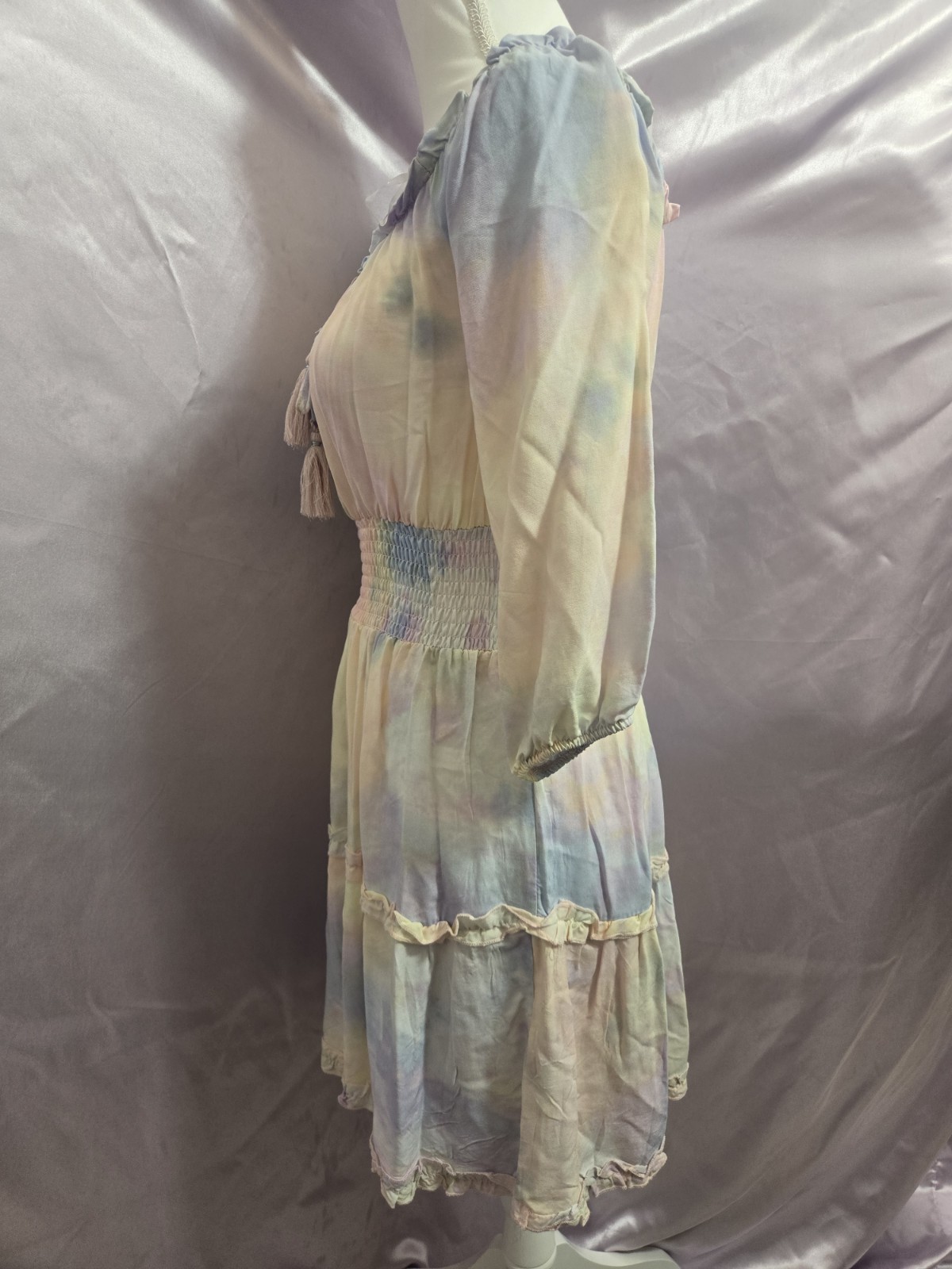 J For Justify Short Pastel Tye Dye Peasant Dress