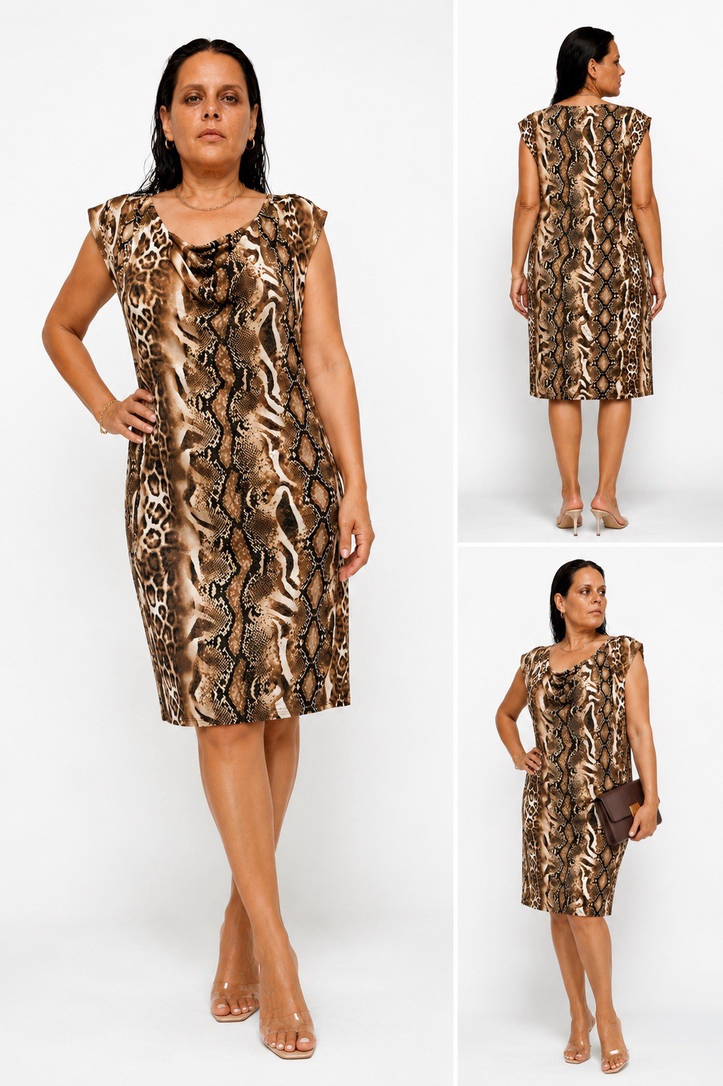 MSK Women’s size XL Sleeveless Animal Print Dress Snake Shiny Stretch Top NWT