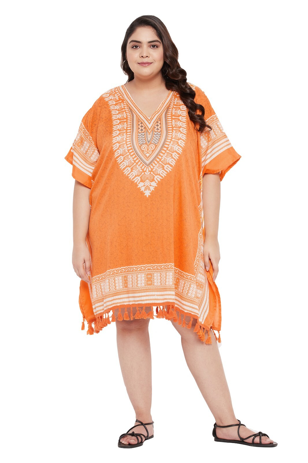 V-Neck Plus Size Night dress Tunic Kaftan Kimono Sleeves Beach Summer Sundress