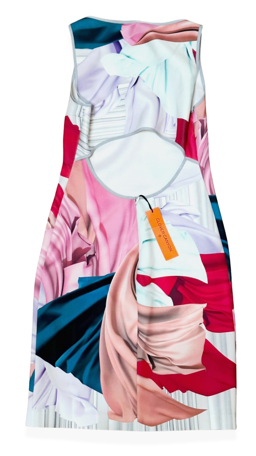 Clover Canyon Dancing Silk Scuba Stretch Open Cut Out Back Dress L