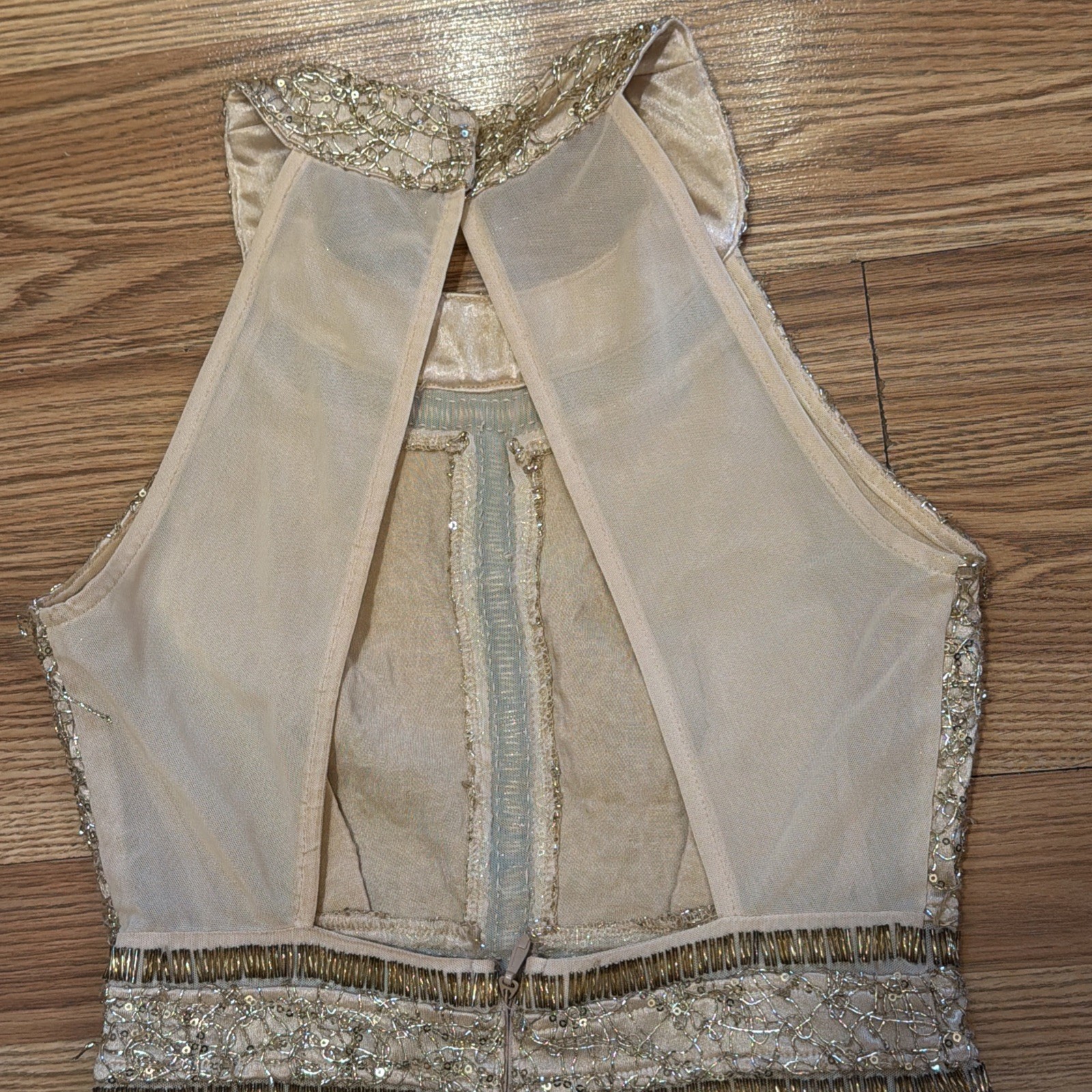 NWT Designer WOW Couture Gold Label Gold Sequin Sparkle Dress Size Small