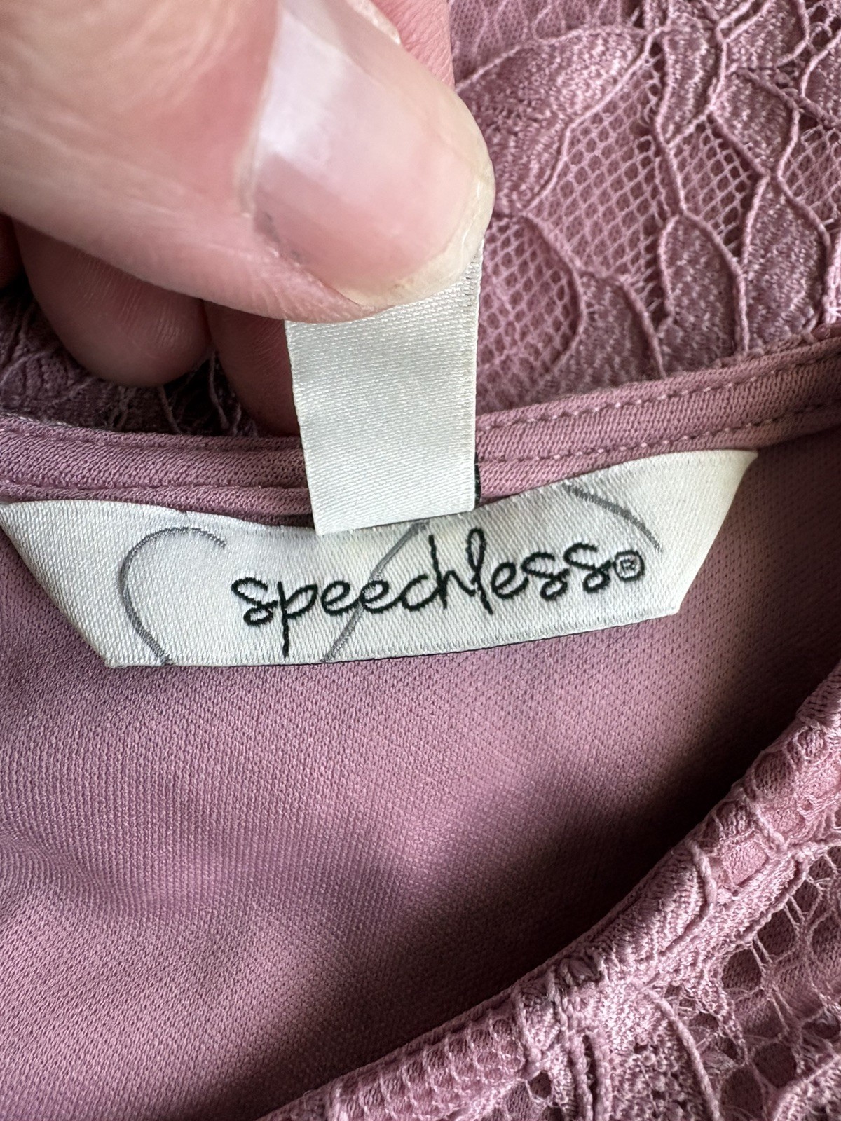 Speechless Womens Junior Rose Pink Mauve Lacey Dress Size med scalloped