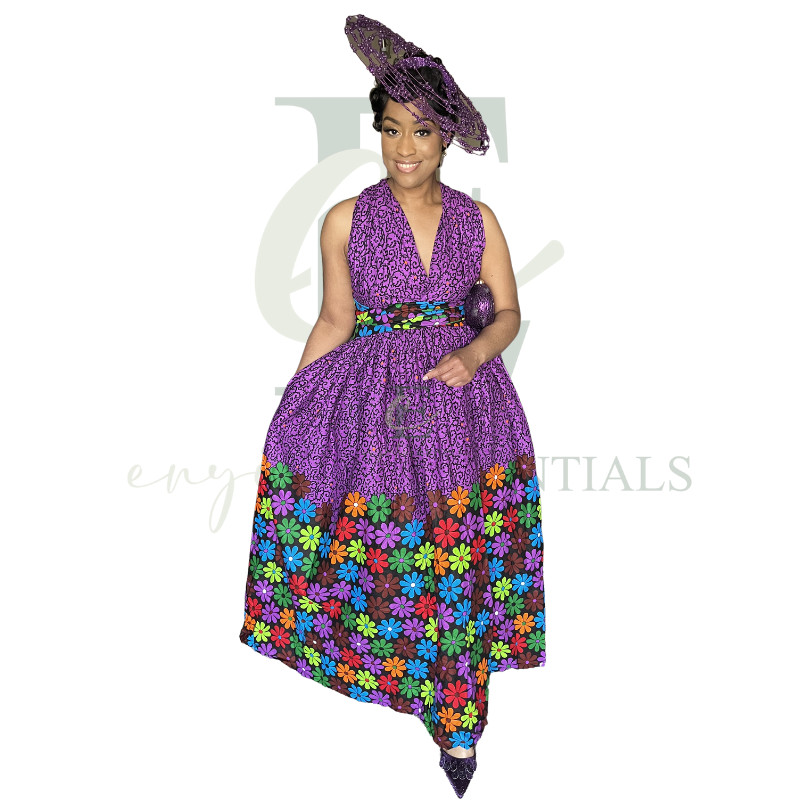 Purple Ankara Infinity Gown | One Size (L–XXL)