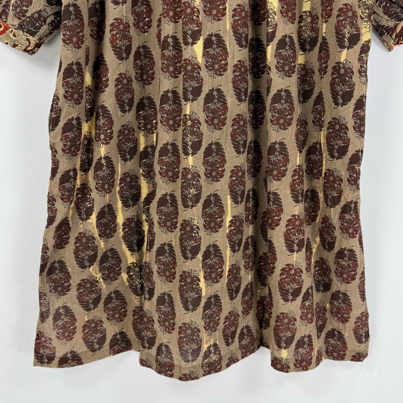 Jaded Gypsy Boho Pintuck Tunic Shirt Dress Women’s Small Large Brown