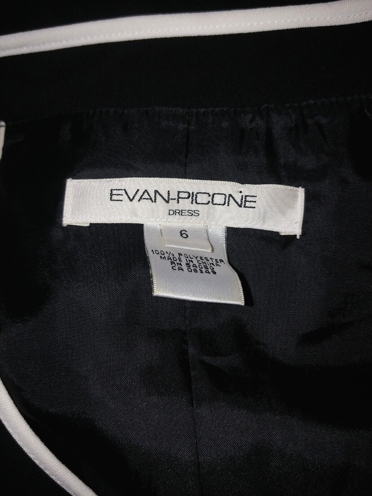EVAN-PICONE LADIES SLEEVELESS BLK HIGH-WAIST CROSS-OVER “V” NECK DRESS-6-WORN 1