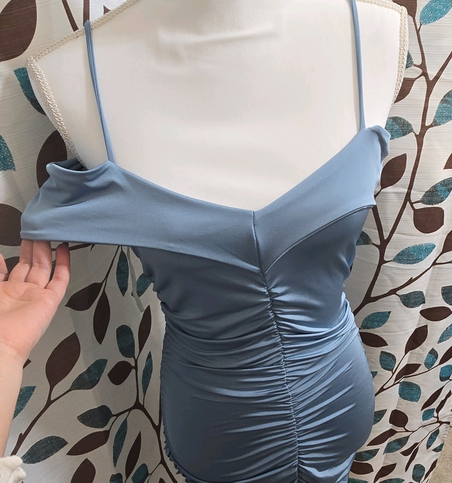 Charlotte Russe Blue Ruched Bodycon Midi Dress Strappy Sleeveless Size S