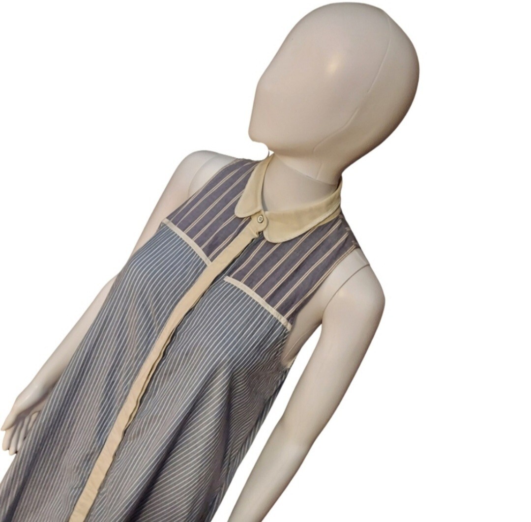 Rag & Bone Sleeveless Hidden Button Striped Shirt Dress With Pockets Size XS