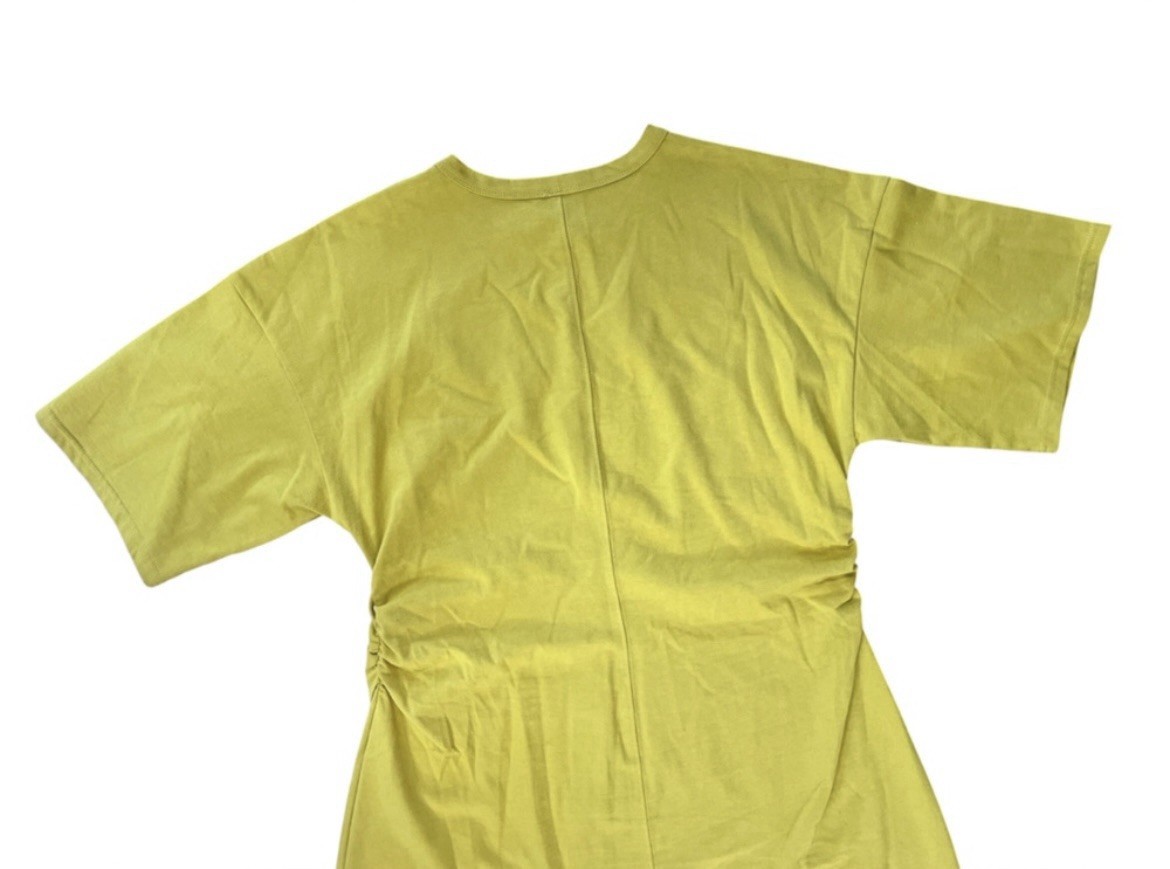 Daily Practice Field Day Gold Yellow Sinch Detail Crewneck Cotton T-Shirt Dress