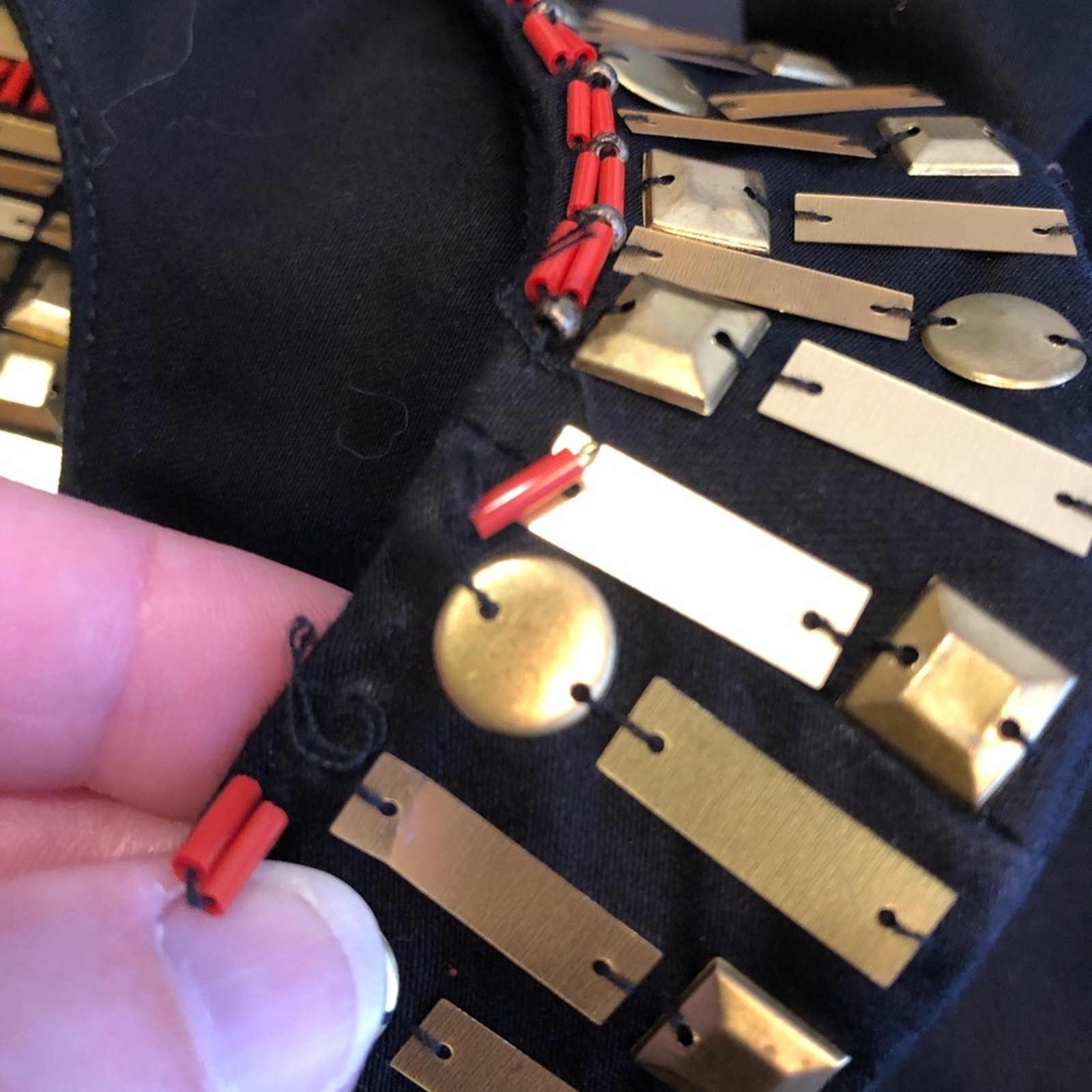 Boston Proper black gold red beaded sleeveless sheath dress size 4