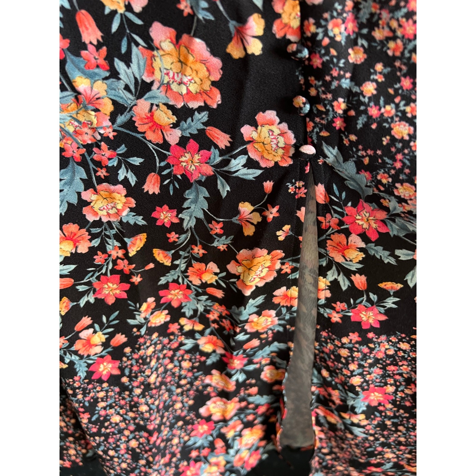 Alexia Admor Katie midi dress black, pink, and orange floral print NWT Sz 8