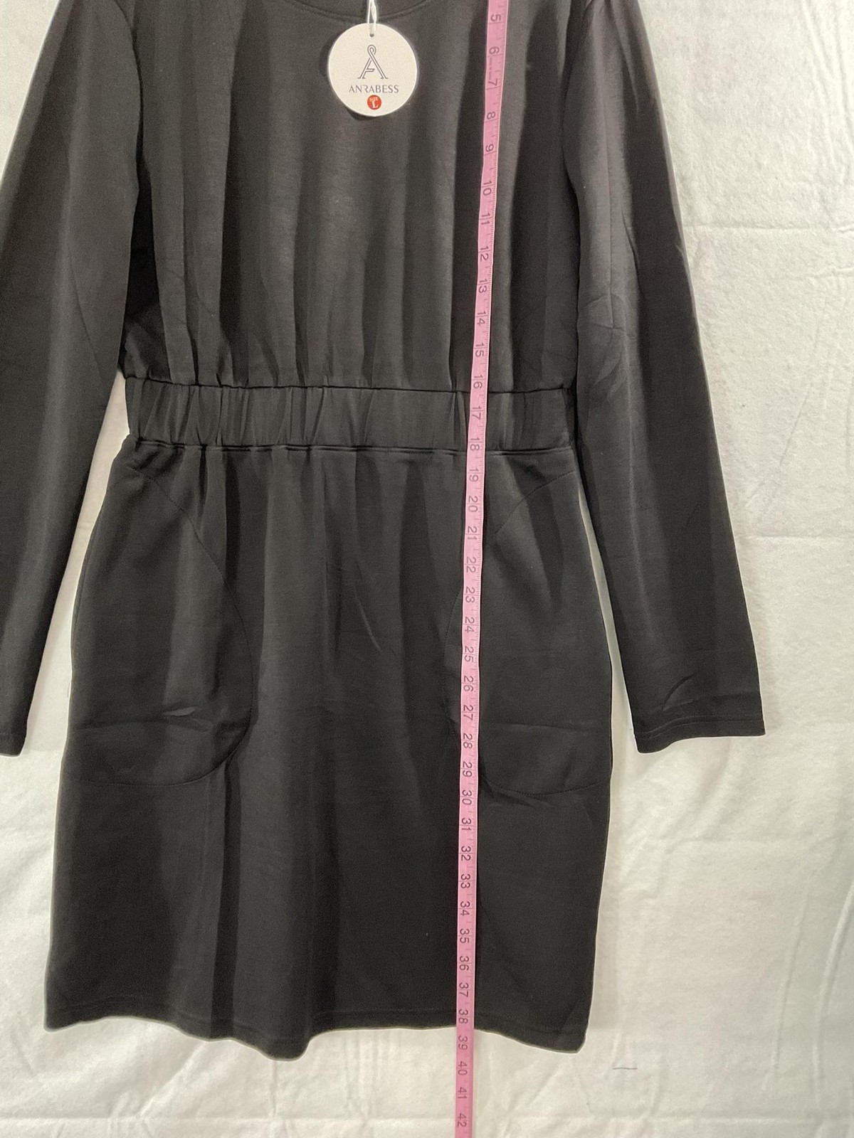 ANRABESS Sweater Dress Womens Large Black Long Sleeve Crew Neck Pockets New