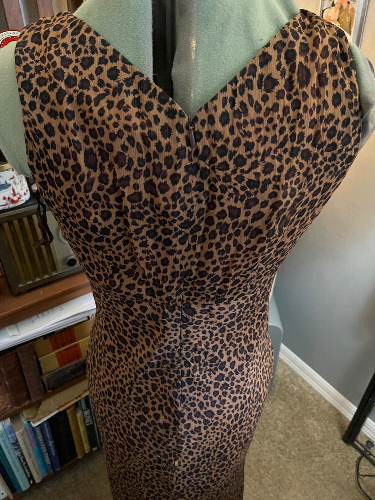 Vintage 80s YL by Yair Leopard Print Formal Dress 100% Silk Womens Size 8