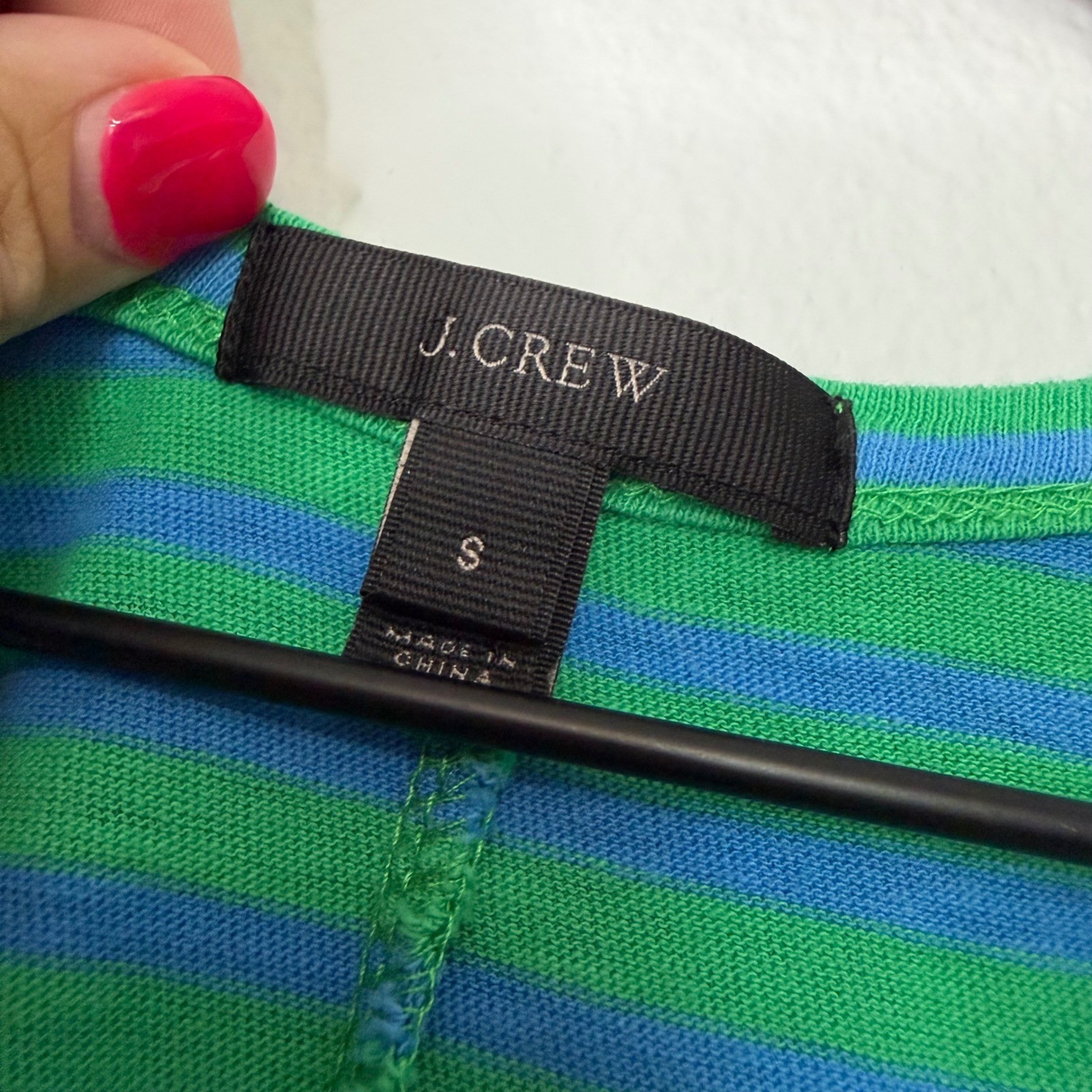 J. Crew Black Label – Racerback Striped Tank Dress Green Blue 100% Cotton Sz S