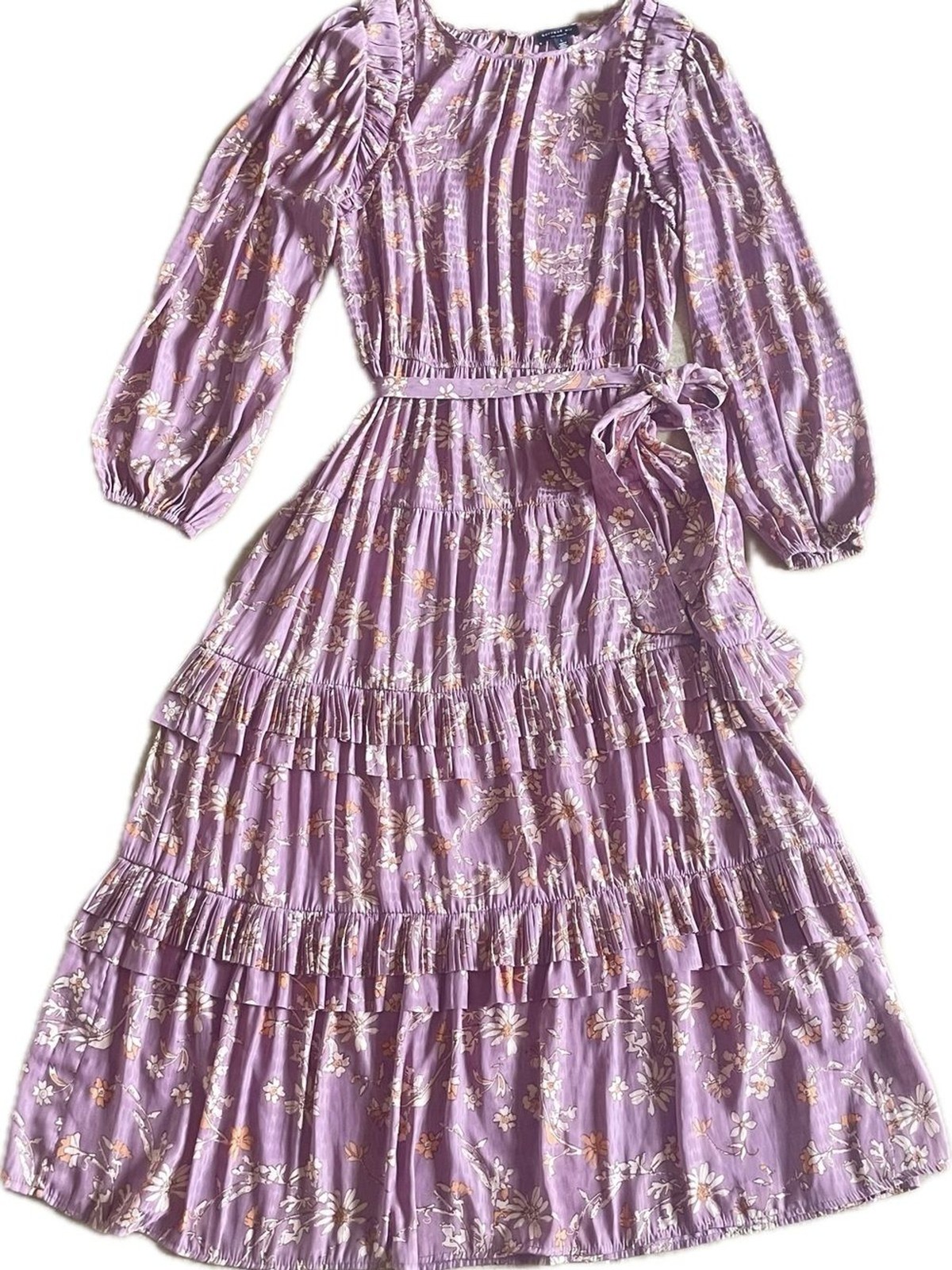 Current Air lavender purple long-sleeve tiered midi dress size Large. Praire