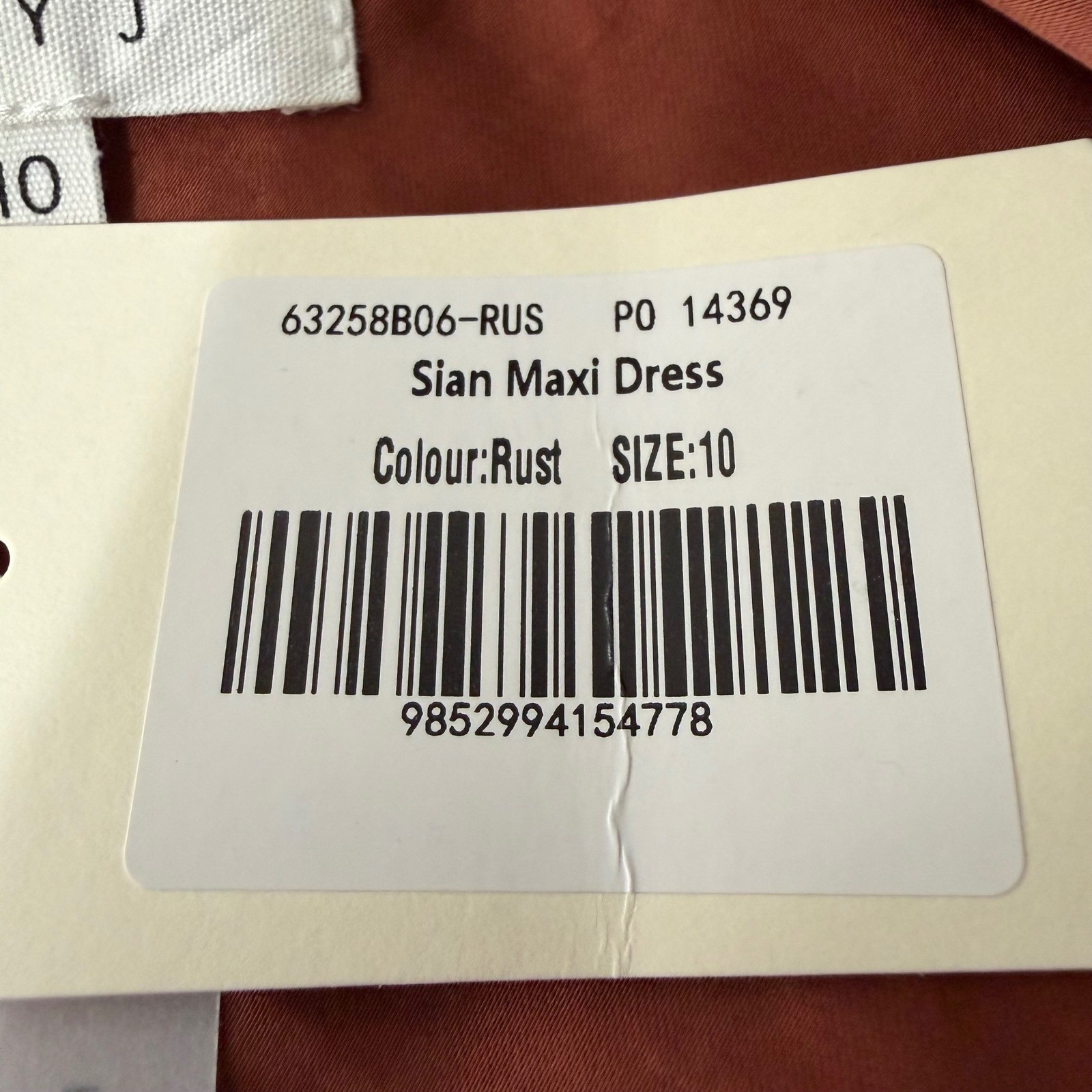 Billy J Sian Maxi Dress Rust Satin Cowl Neck Tie Back Formal Gown Size 10 NEW