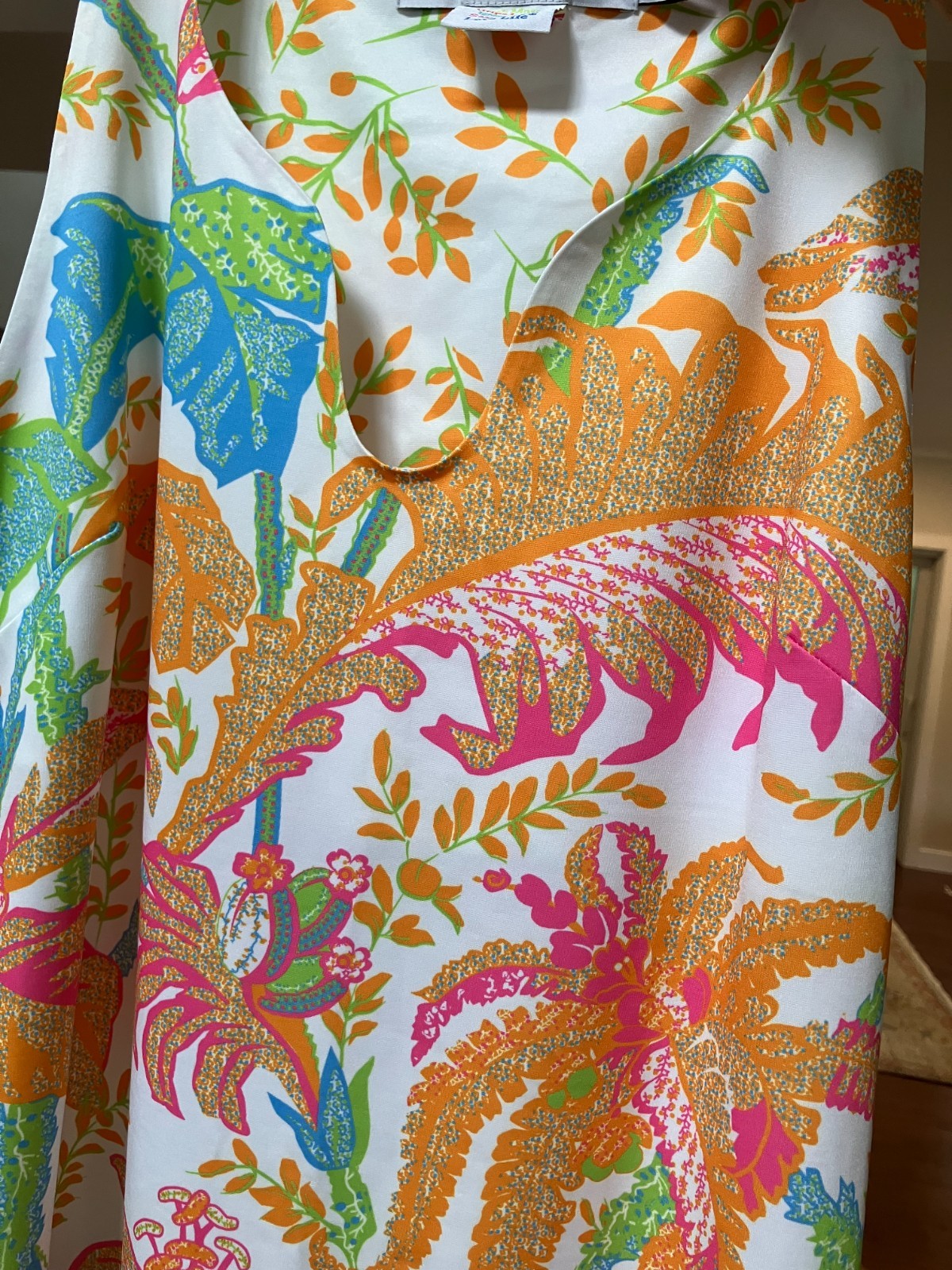 Gretchen Scott Sleveless DRESS White with Bright Color, Resort, Preppy size XL