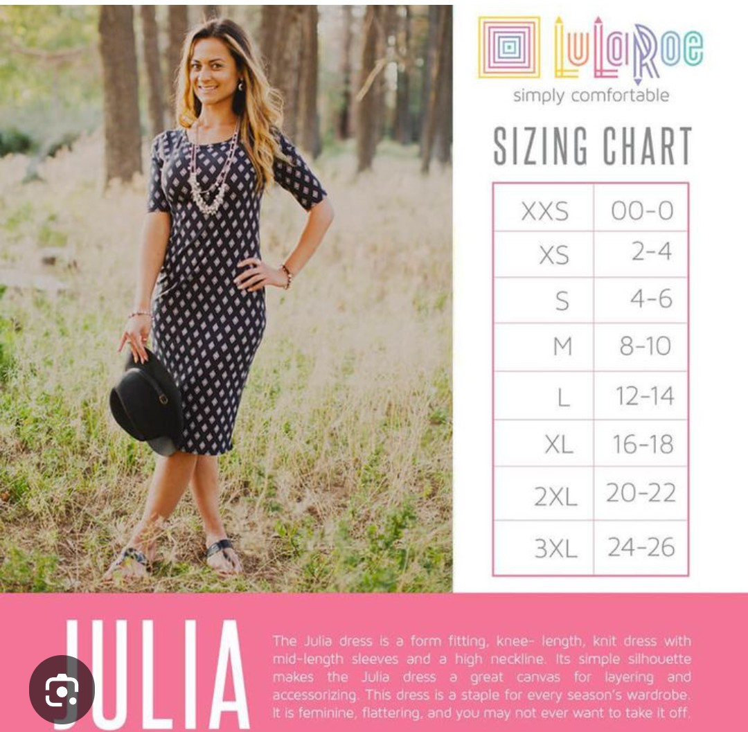 LuLaRoe Julia Country Blue Dark Peach Color XS NWT Form Fitting Sz 2-4
