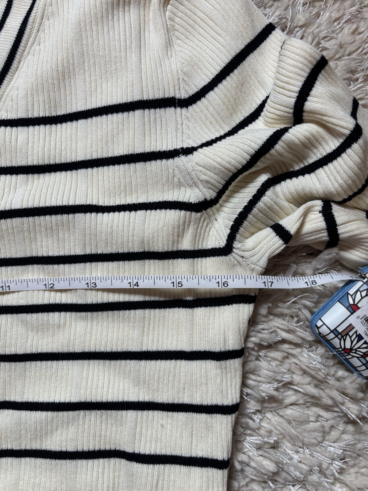 NWT Zesica Striped Faux Button Front Ribbed Sweater Dress Stretchy Cream & Black