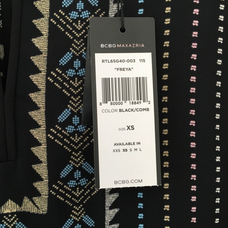 BCBG MaxAzria Freya Dress Shift Tunic Boho Geometric Career Office NWT XS