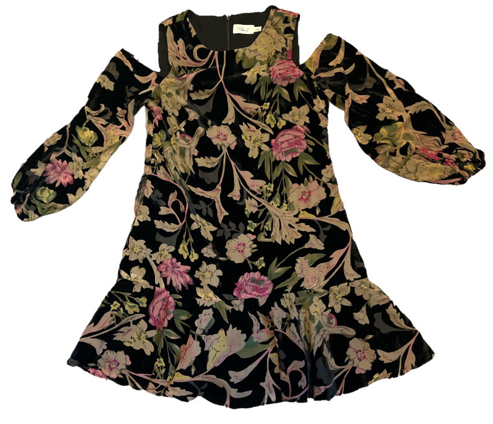 Eliza J Dress Women’s Sz 8 Velvet Floral Formal Cocktail Poly Nylon Blend