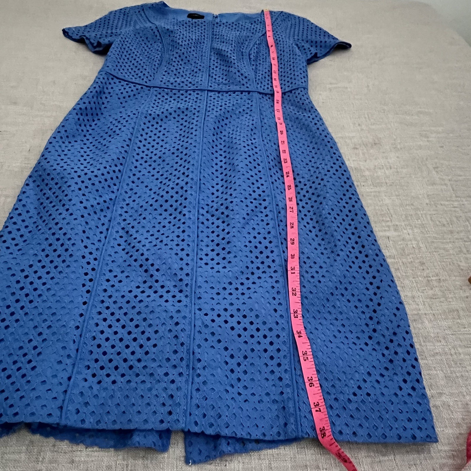 Talbots Shift Sheath Dress Periwinkle Blue 6 Laser Cut Lined Office Garden Guest