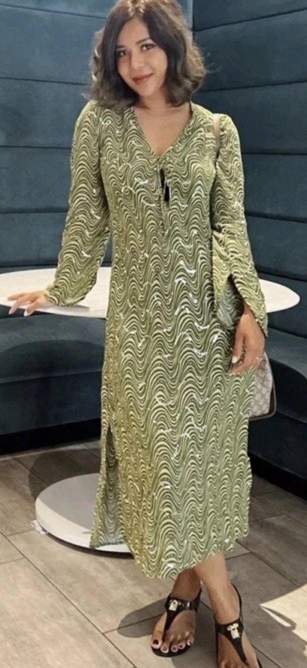 ZARA NWT WOMAN BEADED MIDI LIMITED EDITION DRESS GREEN SIZE XS 6895/254