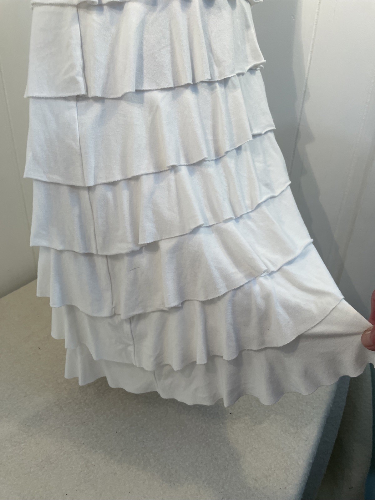 Soft Surroundings Size XSmall White DRESS Multi Tier Ruffle Bust-33″ Feminine