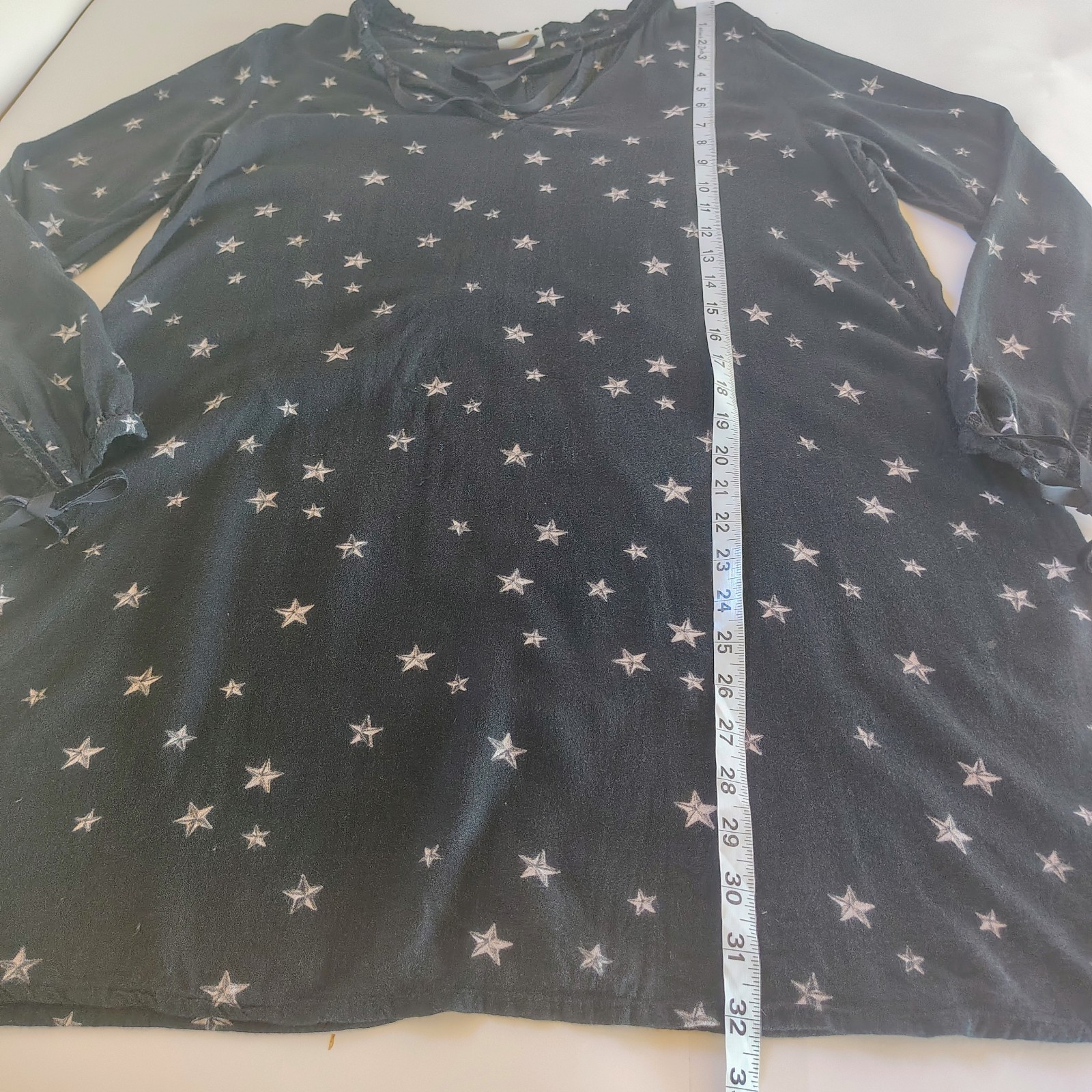 Mossimo Mini Shift Dress M Black Celestial Stars Ruffle Velvet Trim Witchy Goth