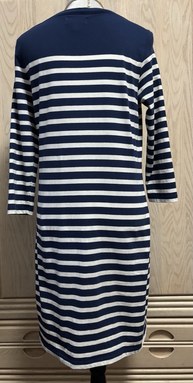 LADY IRISH Peter Millar Pima Cotton Classic Striped Navy Sweatshirt Dress Sz M.