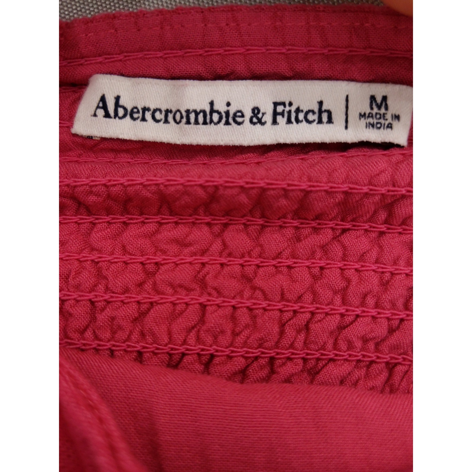 Abercrombie & Fitch Mini Dress Womens M Pink Linen Blend Ruched Smocked Back