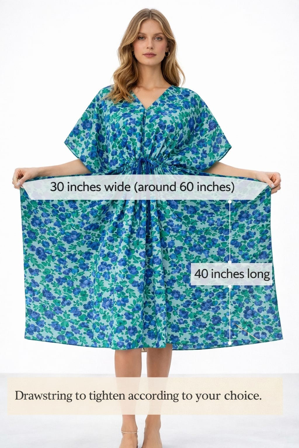 Indian Hand made Cotton Kaftan Dress Floral Print for Women All Season Caftan